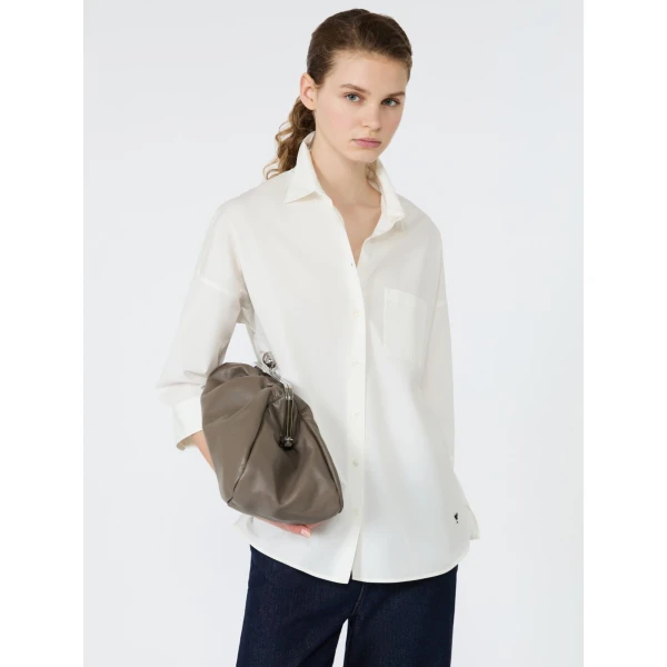 Max Mara Giralda Boxy Cotton Poplin Shirt in White | Shirts | Coveti