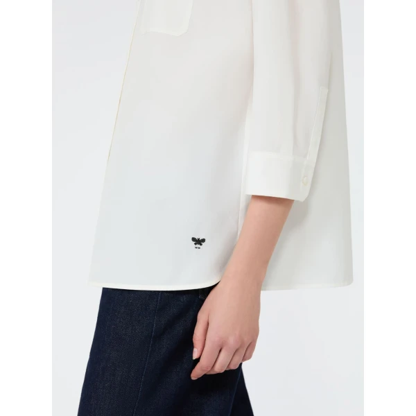 Max Mara Giralda Boxy Cotton Poplin Shirt in White | Shirts | Coveti