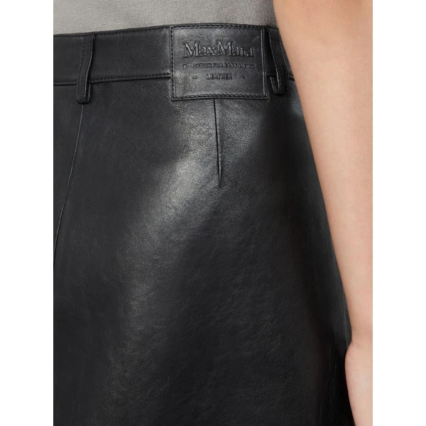 Max Mara Gita Nappa Leather A-Line Skirt in Black | Leather Skirts | Coveti