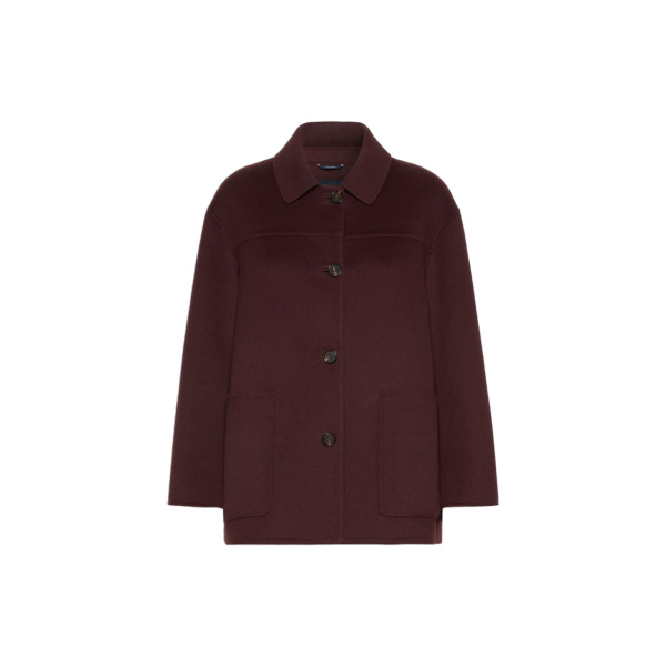 Max Mara Giugno Wool Drap Short Coat in Dark Red | Wool Coat | Coveti