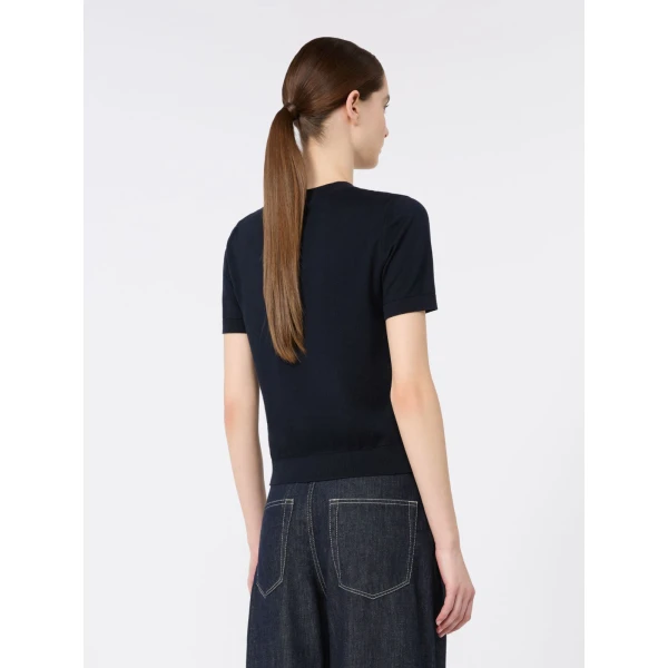 Max Mara Giulietta Cashmere, Cotton and Silk Jumper in Ultramarine | Sweaters | Coveti