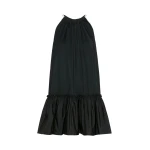Max Mara Giunto Short Pleated Taffeta Dress in Black | Mini Dresses | Coveti