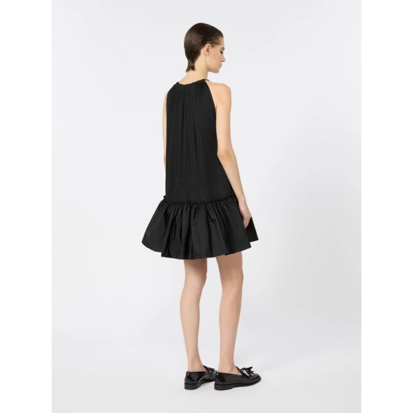 Max Mara Giunto Short Pleated Taffeta Dress in Black | Mini Dresses | Coveti