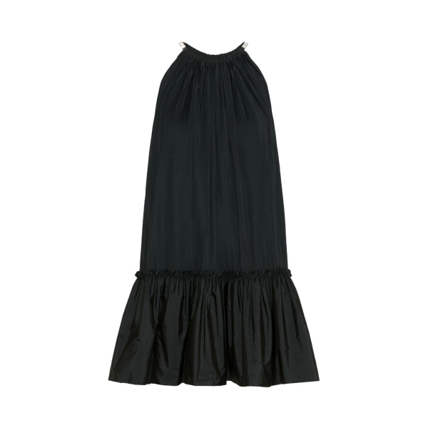Max Mara Giunto Short Pleated Taffeta Dress in Black | Mini Dresses | Coveti