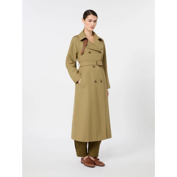 Max Mara Giusto Wool-Blend Gabardine Trench Coat in Khaki | Trench Coat | Coveti