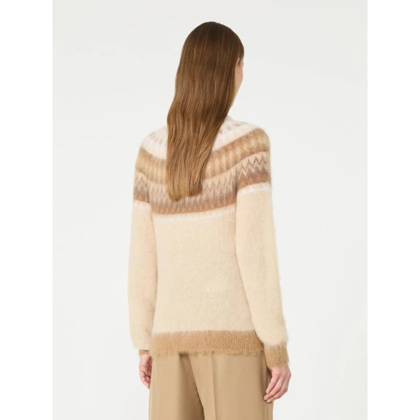 Max Mara Glassa Fair Isle Wool and Mohair Sweater in Ecru | Sweaters | Coveti