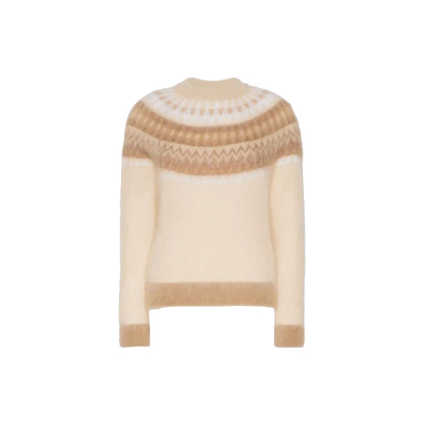 Max Mara Glassa Fair Isle Wool and Mohair Sweater in Ecru | Sweaters | Coveti