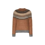 Max Mara Glassa Fair Isle Wool and Mohair Sweater in Tobacco | Sweaters | Coveti