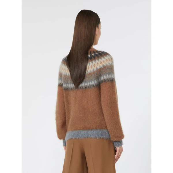 Max Mara Glassa Fair Isle Wool and Mohair Sweater in Tobacco | Sweaters | Coveti