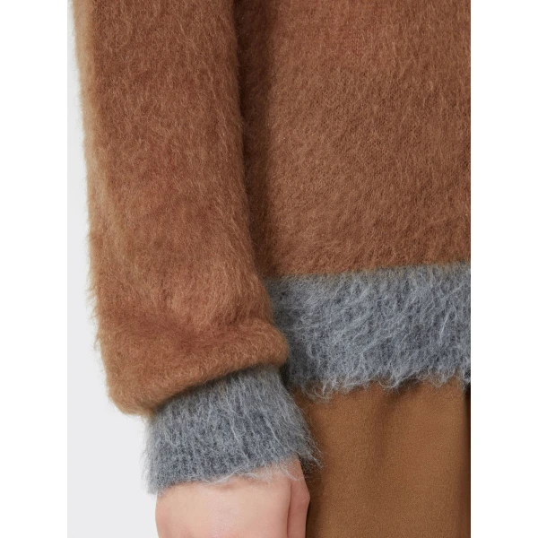 Max Mara Glassa Fair Isle Wool and Mohair Sweater in Tobacco | Sweaters | Coveti
