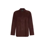 Max Mara Gocce Lambskin Suede Shirt Jacket in Dark Red | Leather Jackets | Coveti