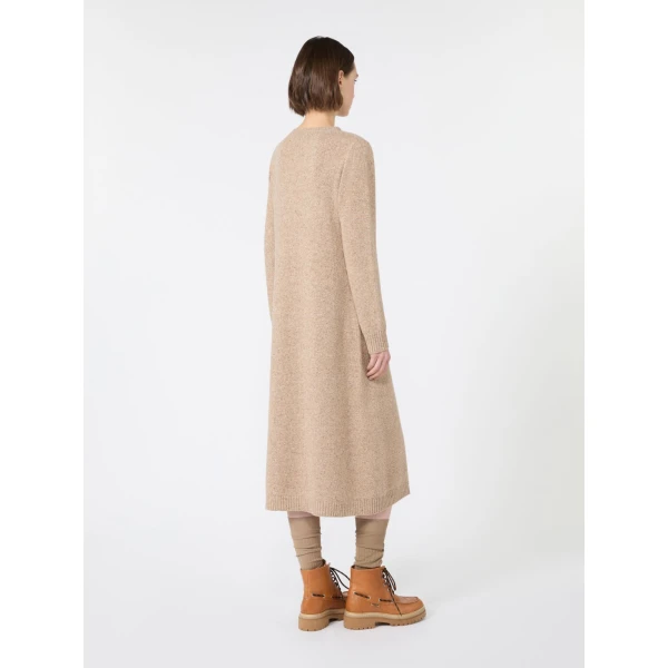 Max Mara Goccia Wool-Blend Tweed Knit Dress in Beige | Midi Dresses | Coveti