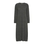 Max Mara Goccia Wool-Blend Tweed Knit Dress in Dark Grey | Midi Dresses | Coveti