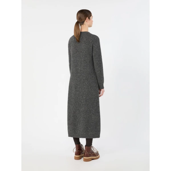 Max Mara Goccia Wool-Blend Tweed Knit Dress in Dark Grey | Midi Dresses | Coveti