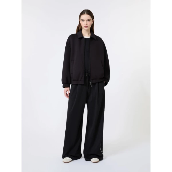 Max Mara Godezia Milano-Knit Jersey Wide-Leg Trousers in Black | Wide leg pants | Coveti