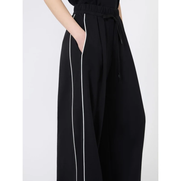 Max Mara Godezia Milano-Knit Jersey Wide-Leg Trousers in Black | Wide leg pants | Coveti
