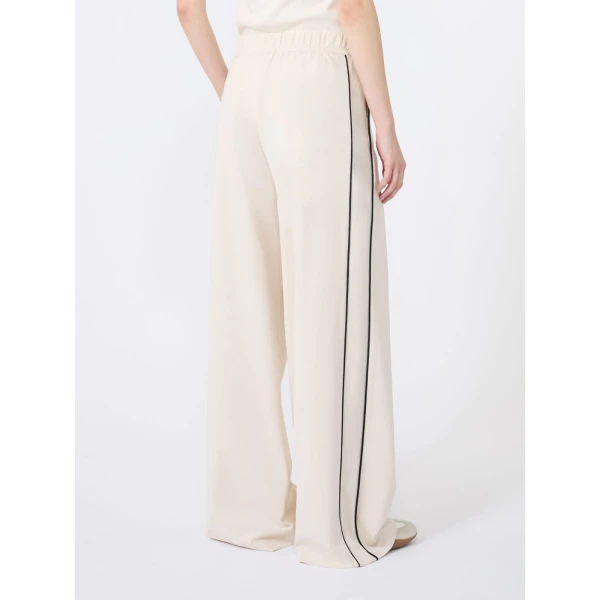Max Mara Godezia Milano-Knit Jersey Wide-Leg Trousers in Ivory | Wide leg pants | Coveti