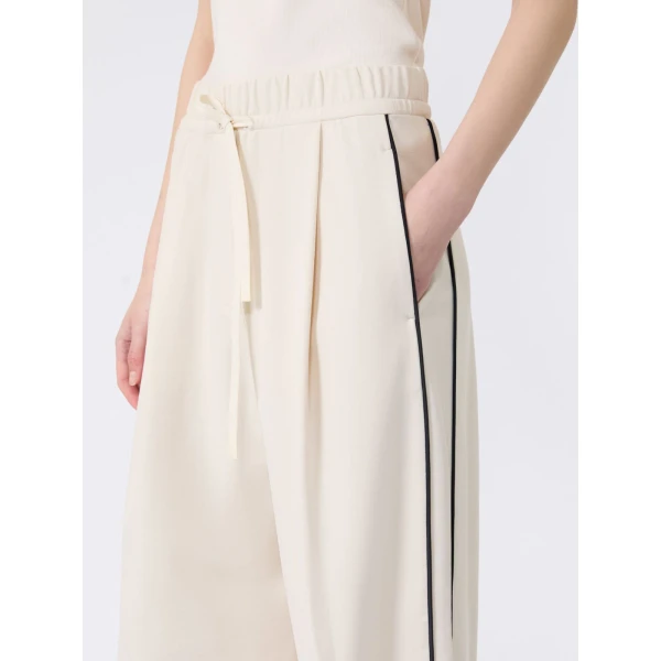 Max Mara Godezia Milano-Knit Jersey Wide-Leg Trousers in Ivory | Wide leg pants | Coveti