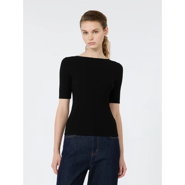Max Mara Gola Slim Fit Viscose Jumper in Black | Sweaters | Coveti