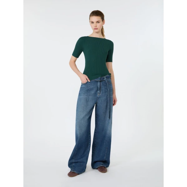 Max Mara Gola Slim Fit Viscose Jumper in Green | Sweaters | Coveti