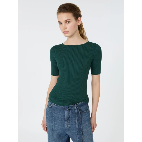 Max Mara Gola Slim Fit Viscose Jumper in Green | Sweaters | Coveti