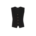 Max Mara Gola Viscose Crepe Yarn Gilet in Black | Sweaters | Coveti