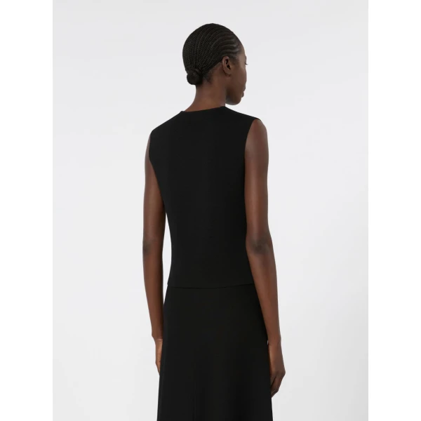 Max Mara Gola Viscose Crepe Yarn Gilet in Black | Sweaters | Coveti