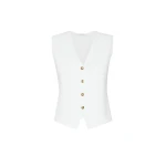 Max Mara Gola Viscose Crepe Yarn Gilet in White | Sweaters | Coveti