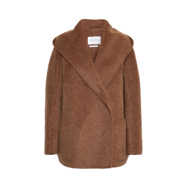 Max Mara Golf Short Camel and Mohair Coat in Light Brown | Wool Coat | Coveti