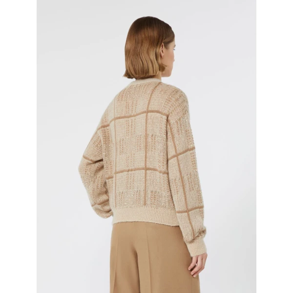 Max Mara Gondola Sequinned Wool, Mohair and Cashmere Sweater in Ecru | Sweaters | Coveti