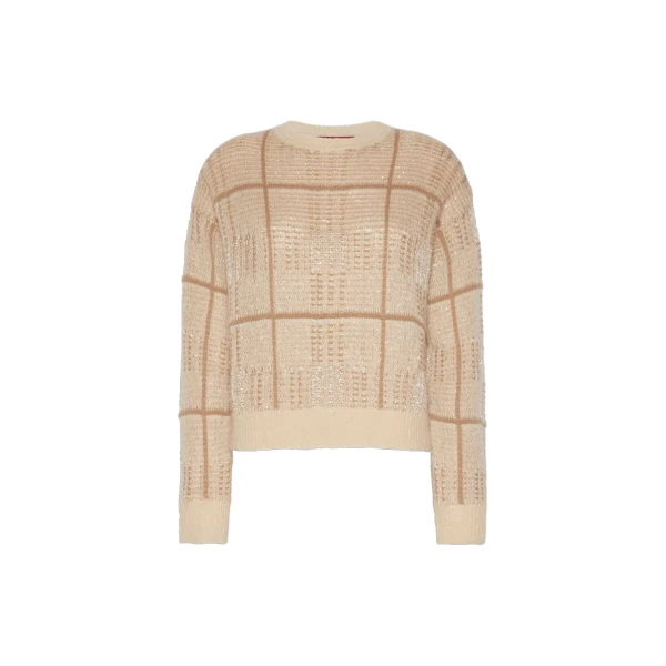 Max Mara Gondola Sequinned Wool, Mohair and Cashmere Sweater in Ecru | Sweaters | Coveti