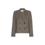 Max Mara Grado Double-Breasted Jersey Jacket in Brown | Blazers | Coveti