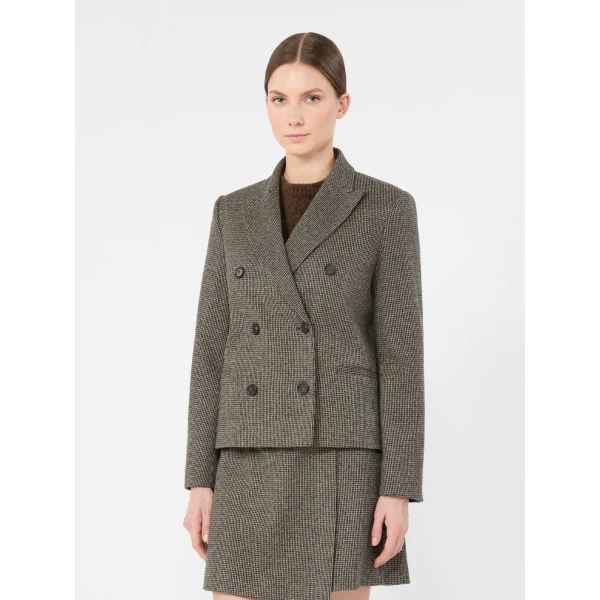 Max Mara Grado Double-Breasted Jersey Jacket in Brown | Blazers | Coveti