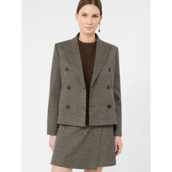 Max Mara Grado Double-Breasted Jersey Jacket in Brown | Blazers | Coveti