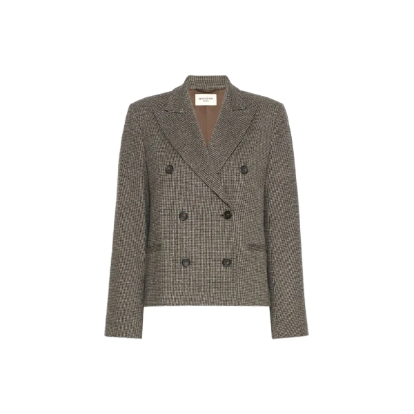 Max Mara Grado Double-Breasted Jersey Jacket in Brown | Blazers | Coveti