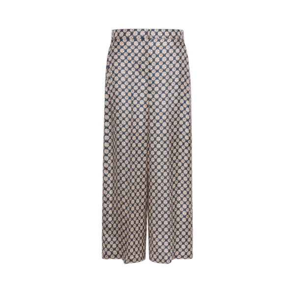 Max Mara Grazia Printed Silk Twill Trousers in Navy | Tailored pants | Coveti