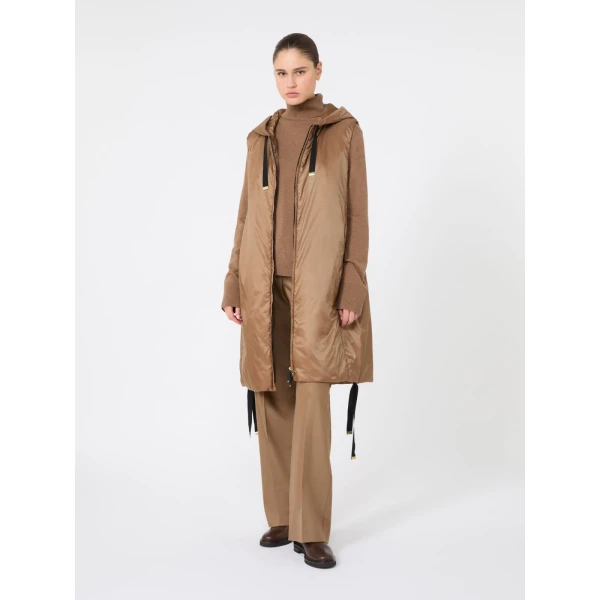 Max Mara Greengi Water-Repellent Canvas Gilet in Caramel | Vests | Coveti