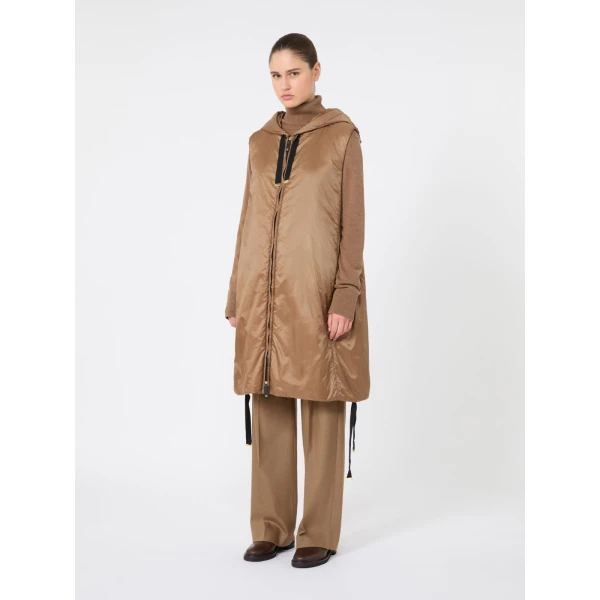 Max Mara Greengi Water-Repellent Canvas Gilet in Caramel | Vests | Coveti