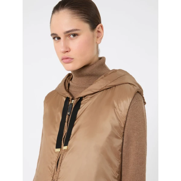 Max Mara Greengi Water-Repellent Canvas Gilet in Caramel | Vests | Coveti