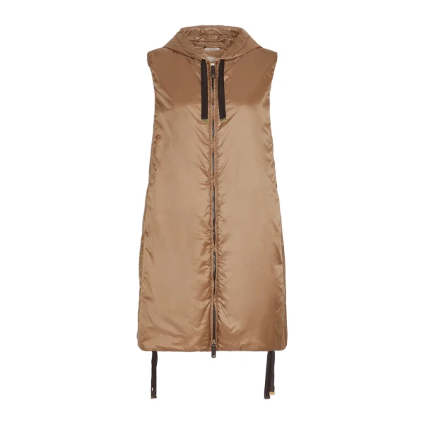 Max Mara Greengi Water-Repellent Canvas Gilet in Caramel | Vests | Coveti