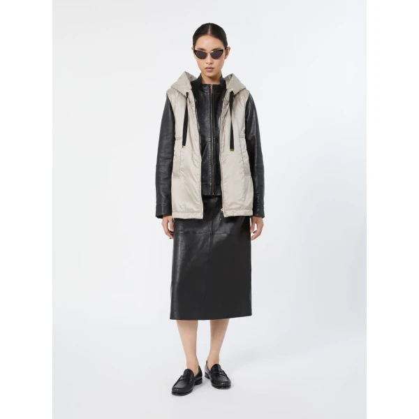 Max Mara Greengo Padded Water-Repellent Hooded Gilet in Beige | Vests | Coveti