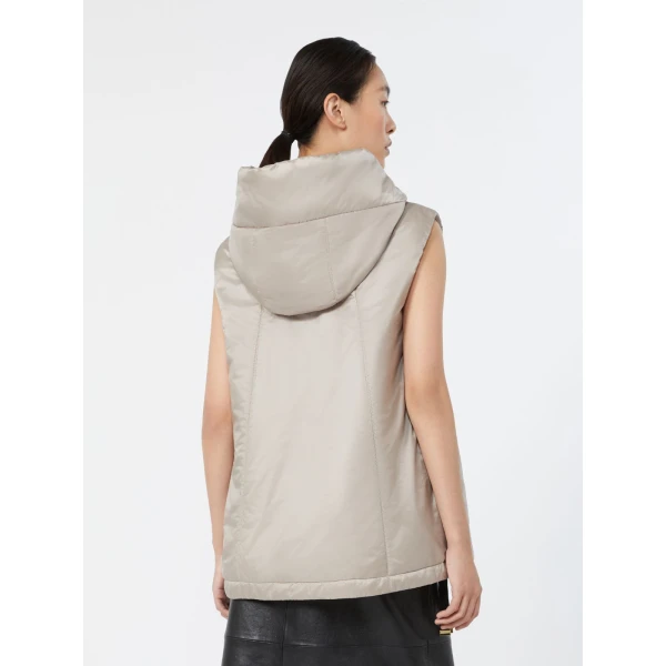 Max Mara Greengo Padded Water-Repellent Hooded Gilet in Beige | Vests | Coveti