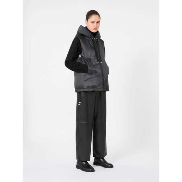 Max Mara Greengo Padded Water-Repellent Hooded Gilet in Black | Vests | Coveti