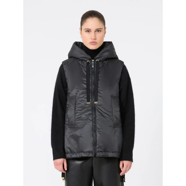 Max Mara Greengo Padded Water-Repellent Hooded Gilet in Black | Vests | Coveti