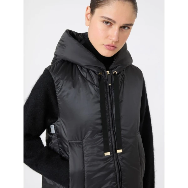 Max Mara Greengo Padded Water-Repellent Hooded Gilet in Black | Vests | Coveti
