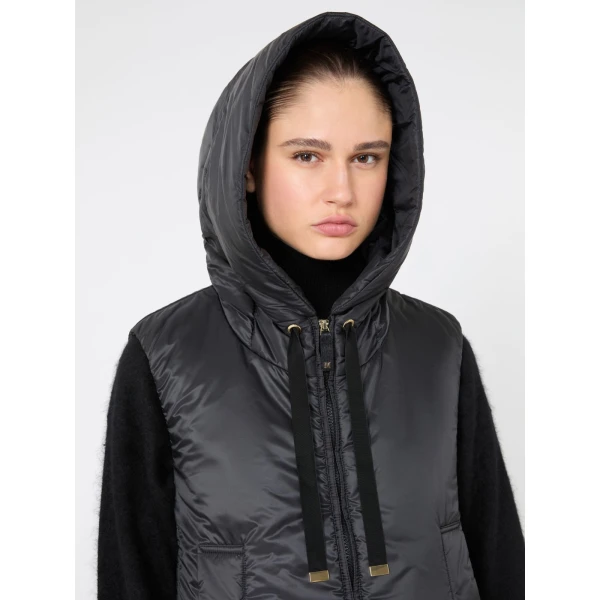 Max Mara Greengo Padded Water-Repellent Hooded Gilet in Black | Vests | Coveti