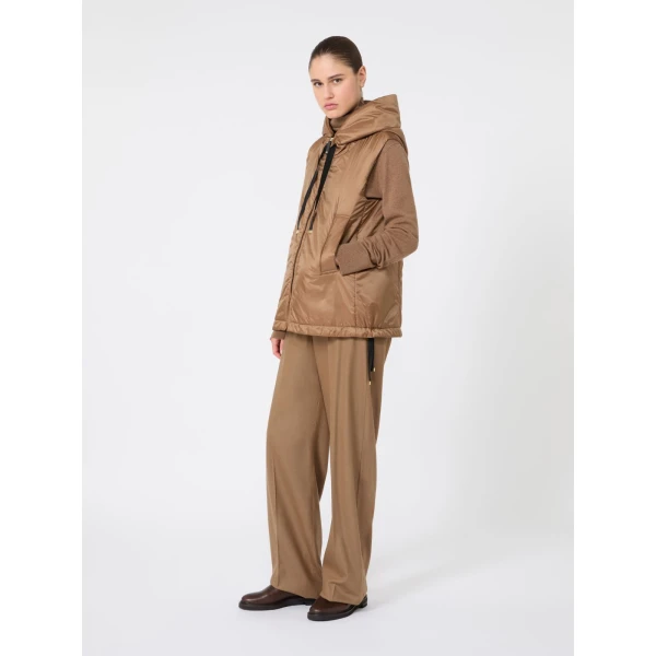 Max Mara Greengo Padded Water-Repellent Hooded Gilet in Caramel | Vests | Coveti