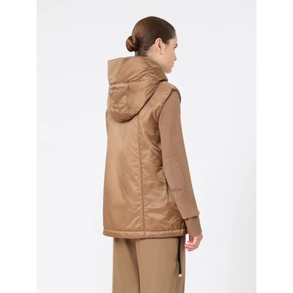 Max Mara Greengo Padded Water-Repellent Hooded Gilet in Caramel | Vests | Coveti