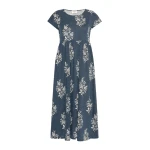Max Mara Gufo Long Printed Jersey Dress in Navy | Maxi Dresses | Coveti