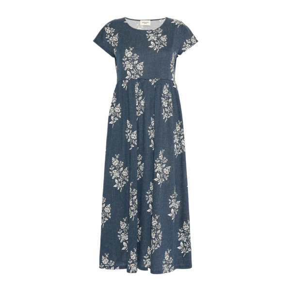 Max Mara Gufo Long Printed Jersey Dress in Navy | Maxi Dresses | Coveti